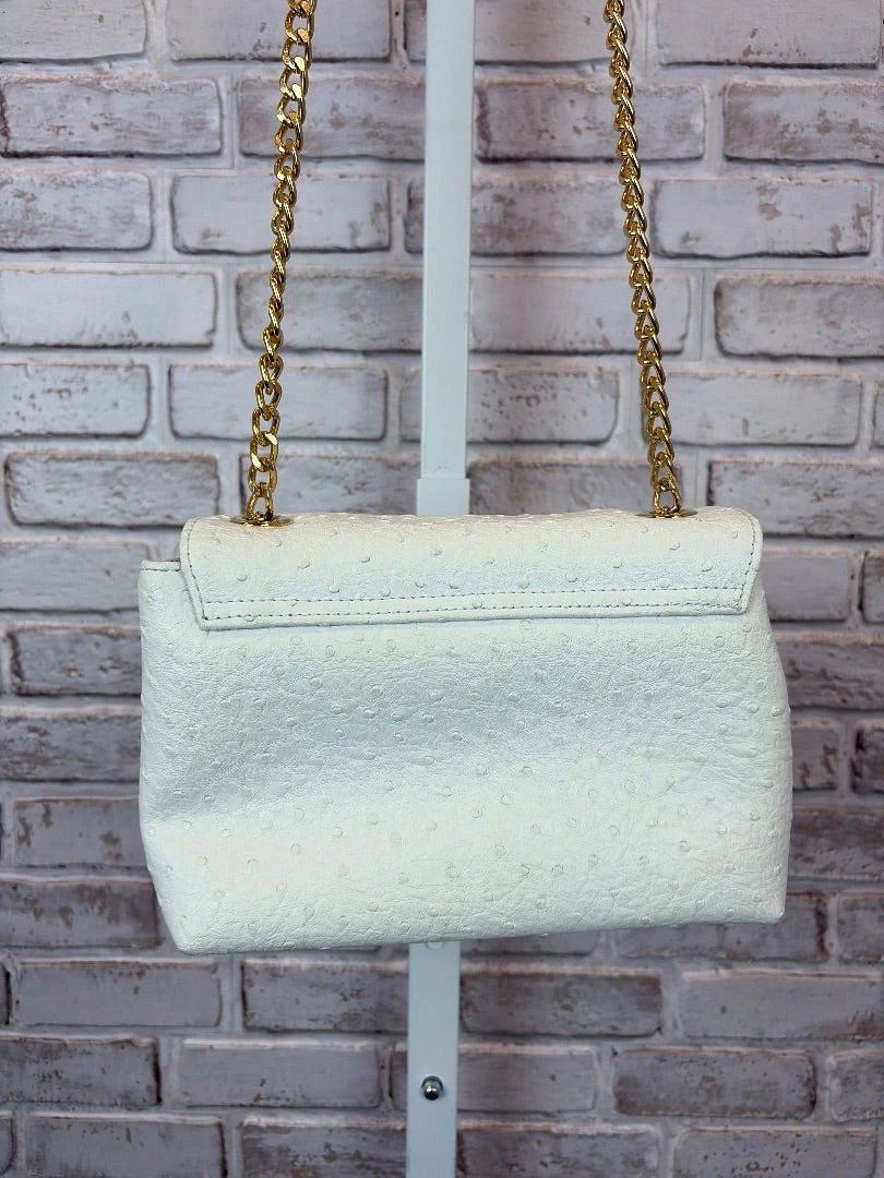 Various Bag - Crossbody – Vintage 1980s Various Ostrich Leather Crossbody, White/gold, One Size, Used - Excellent [Live 2.15]