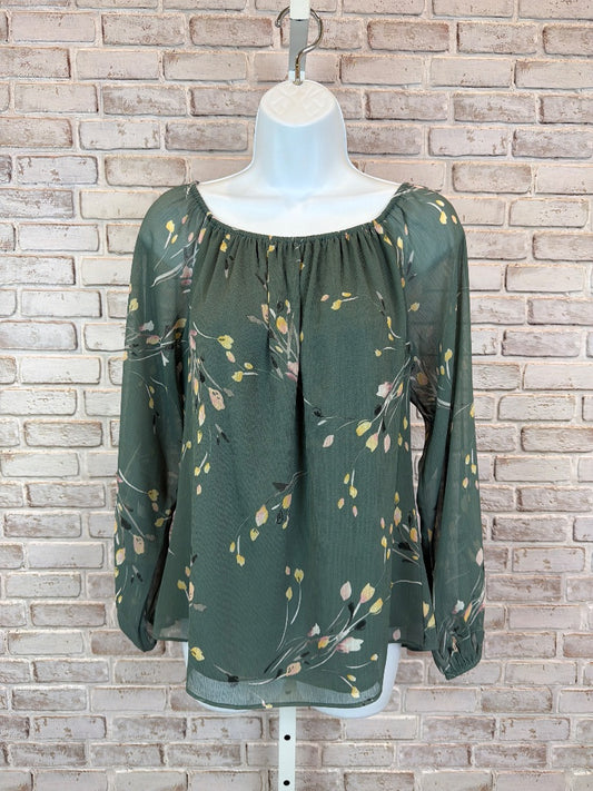 White House Black Market Shirt, Green floral, Small, Used - Excellent