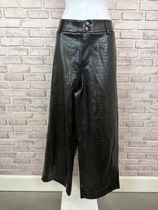 Chicos Bottom - Pants – Chicos Faux Leather Wide Leg Pants, Black, 10, New With Tags
