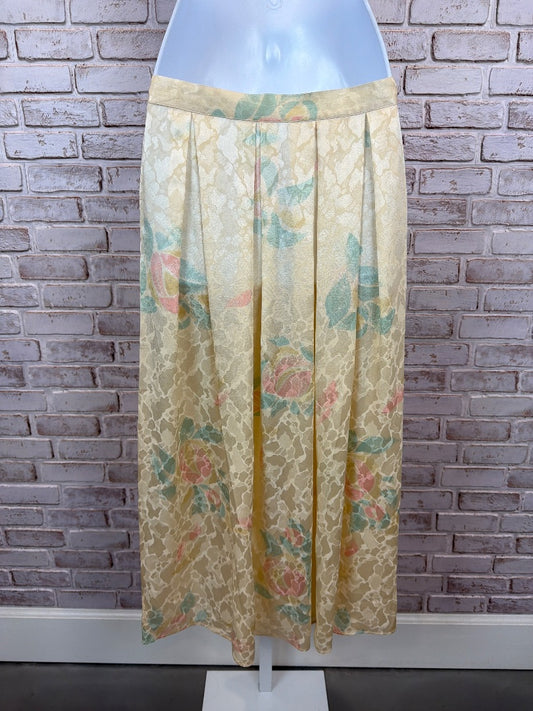 Betty Hansen Pleated Silk Skirt, Multi floral, 6, Used - Excellent