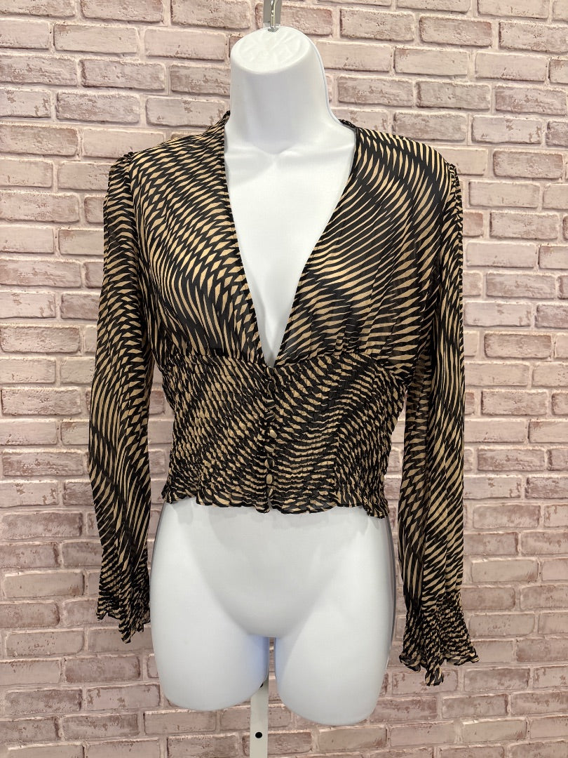 Express Silk Shirt, Black/brown, 7/8, Used - Good