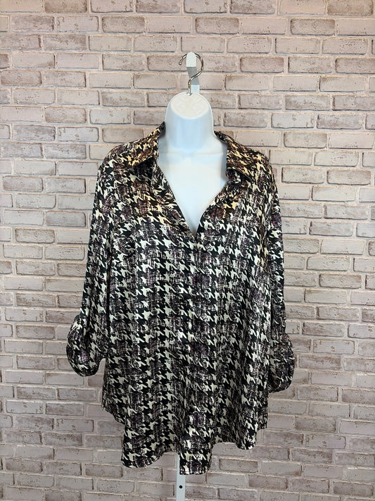 Evan Picone Shirt, Houndstooth, 16, Used - Good