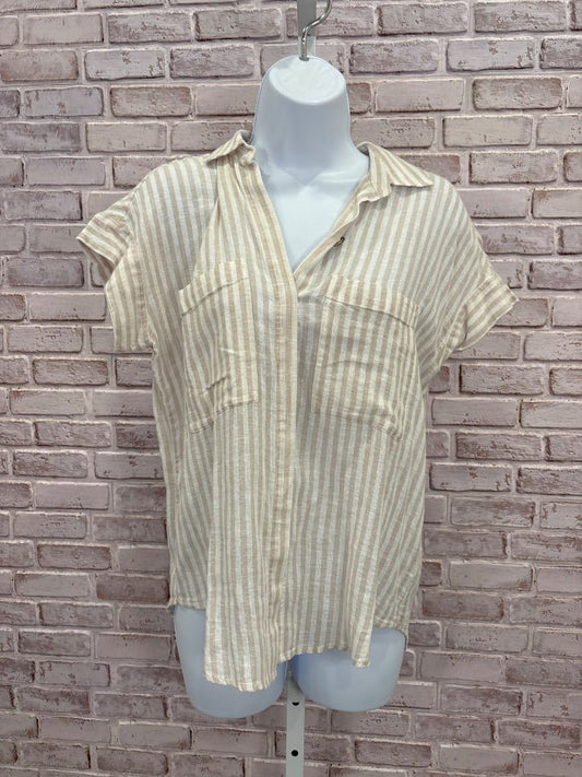 Rails Shirt, Brown/white stripes, XS, Used - Good - Chill Boutique Consignment