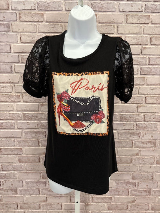 Vintage Rose Tee shirt, Black multi, Medium, Used - Good - Chill Boutique Consignment